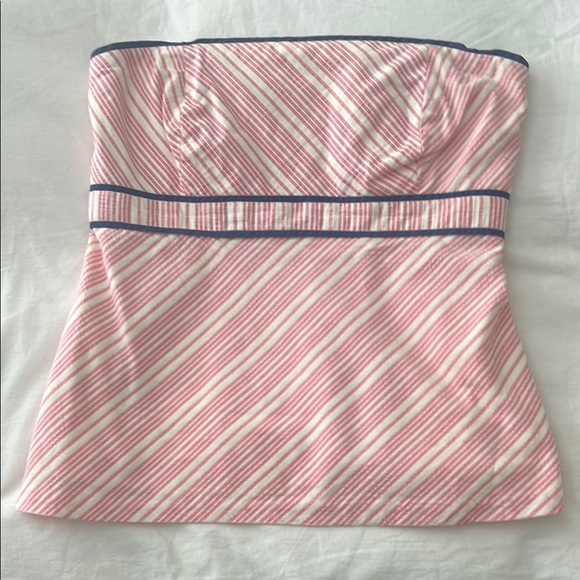 Lilly Pulitzer Pink and White Strapless Top - Picture 1 of 6